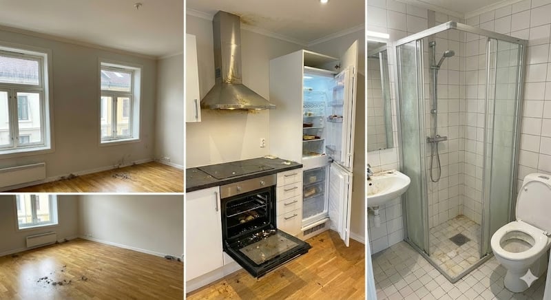 Grundig flyttevask av 3-roms på Sagene