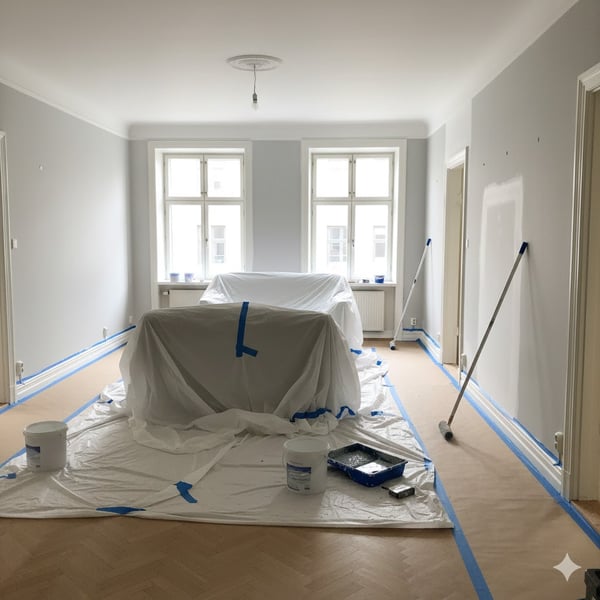 Male stue og gang i hvitt – ca 35 kvm