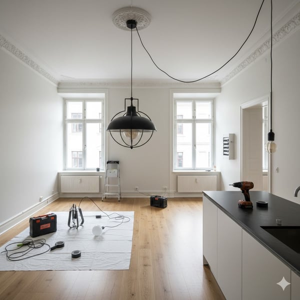 Montere tre nye taklamper i leilighet