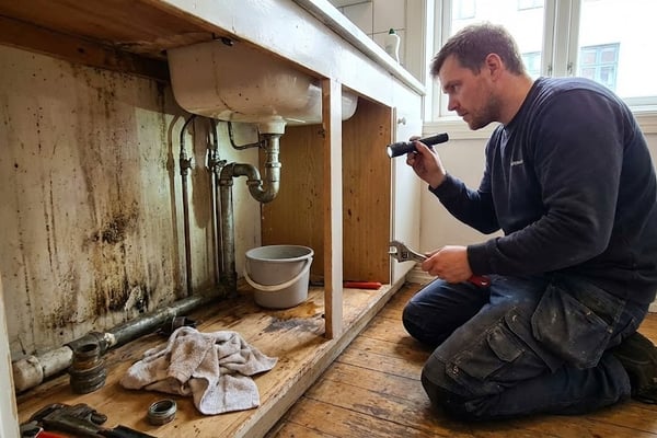 Trenger rørlegger til lekkasje under vask